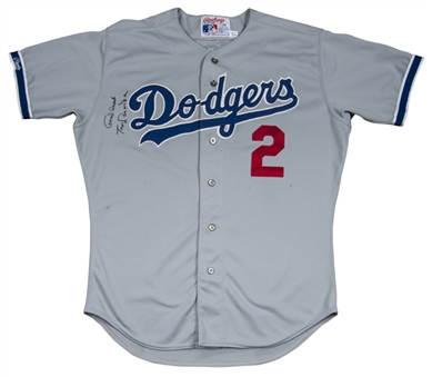 1988 Tommy Lasorda Game Used and Double Signed Los Angeles Dodgers Road Jersey World Series Champs (PSA/DNA)